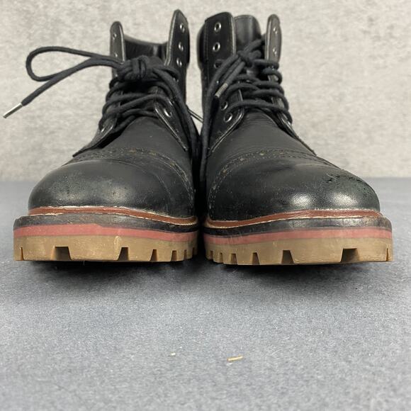 Warfield & Grand Boots Mens Size 8 Black Portola Leather Brogue Lace Up Lug Sole main image 6